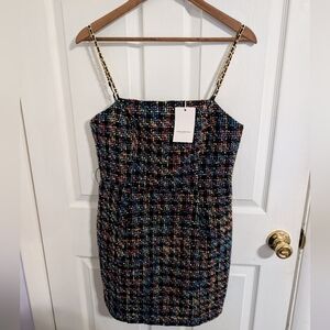 New Amanda Uprichard Dress Tweed Black Sleeveless NWT Size Medium